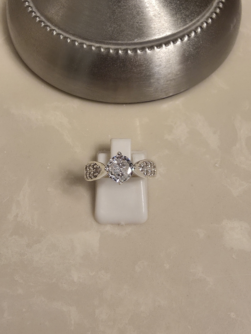 Silver and CZ Solitaire Ring Size 8